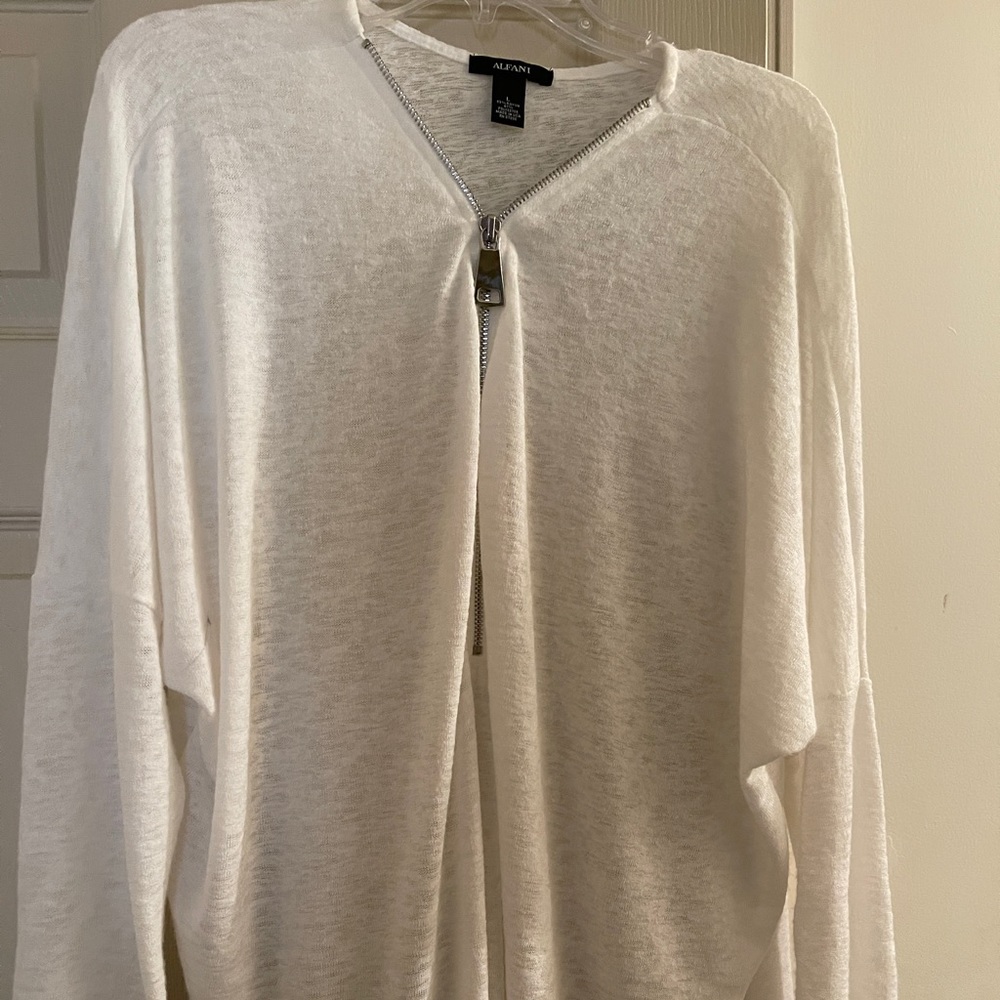 Alfani Zip Cover Up.  Size Large; White.